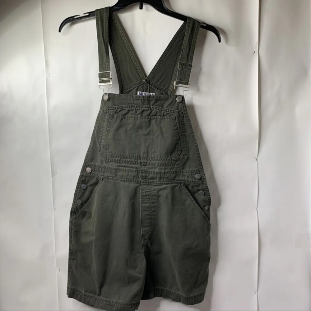 Vintage Bill Blass Green Denim Utility Overall Shorts